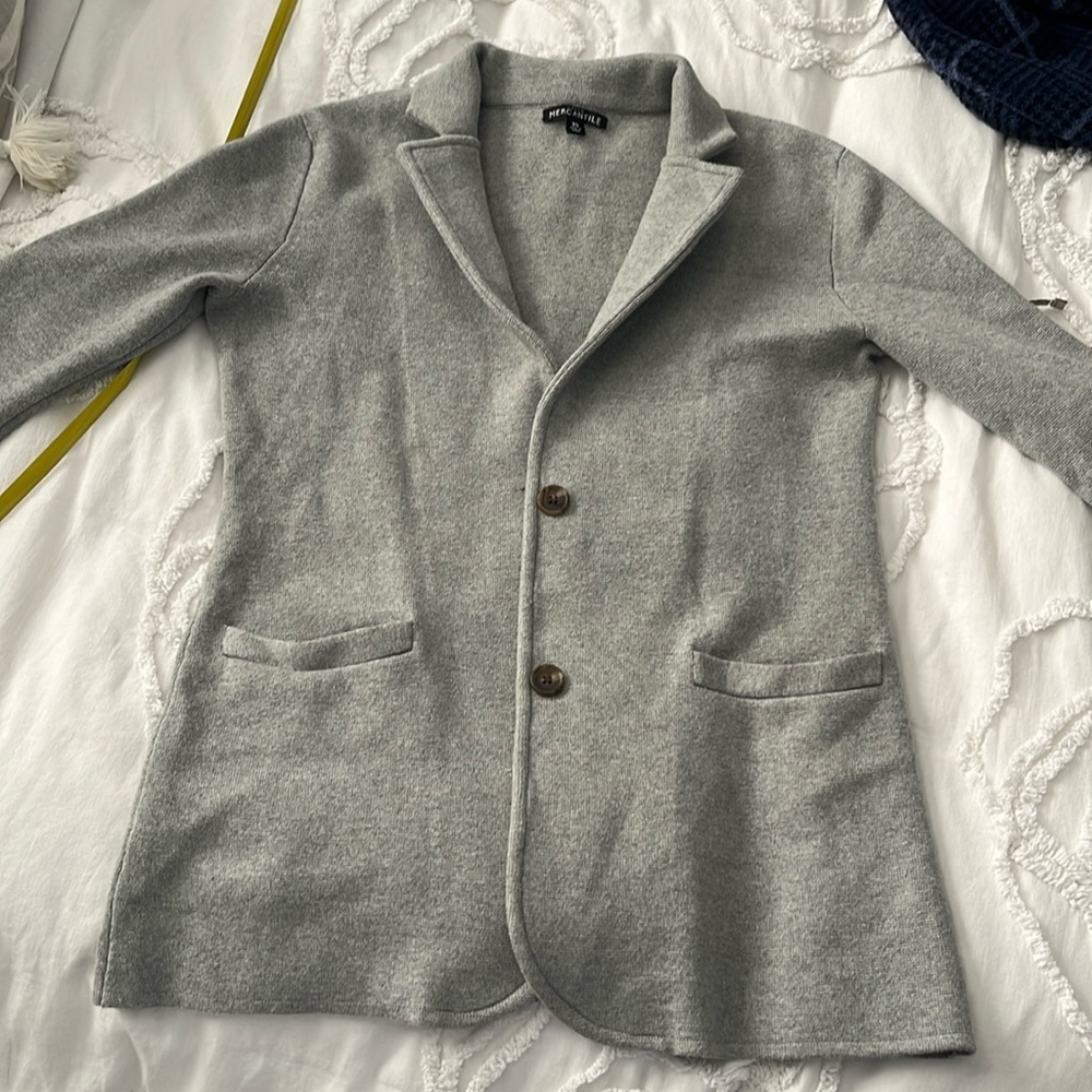 J crew grey sweater blazer